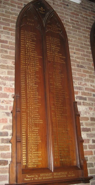 Dux Honour Board 1911-2005